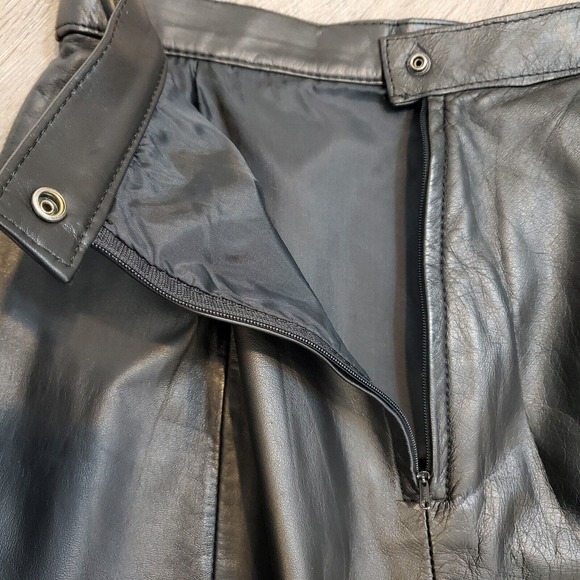 Vintage I.O.U Black Leather Mini Skirt Sz 7 / 8 - Picture 3 of 9